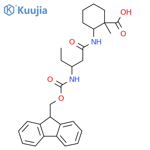 2-3-({(9H-fluoren-9-yl)methoxycarbonyl}amino)pentanamido-1-methylcyclohexane-1-carboxylic acid structure