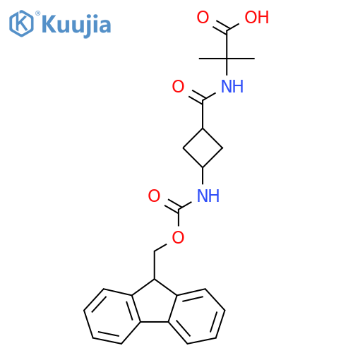 2-{3-({(9H-fluoren-9-yl)methoxycarbonyl}amino)cyclobutylformamido}-2-methylpropanoic acid structure