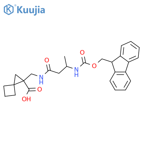 1-{3-({(9H-fluoren-9-yl)methoxycarbonyl}amino)butanamidomethyl}spiro2.3hexane-1-carboxylic acid structure