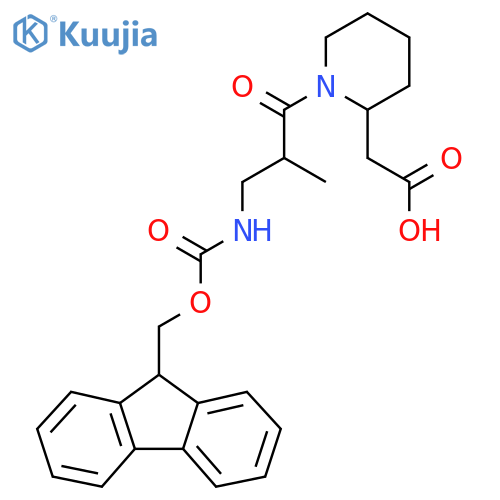 2-{1-3-({(9H-fluoren-9-yl)methoxycarbonyl}amino)-2-methylpropanoylpiperidin-2-yl}acetic acid structure