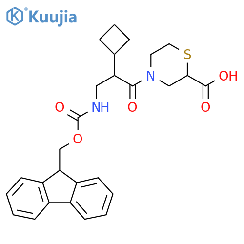 4-2-cyclobutyl-3-({(9H-fluoren-9-yl)methoxycarbonyl}amino)propanoylthiomorpholine-2-carboxylic acid structure
