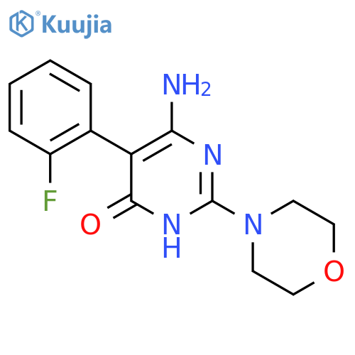 6-Amino-5-(2-fluorophenyl)-2-(morpholin-4-yl)-3,4-dihydropyrimidin-4-one structure