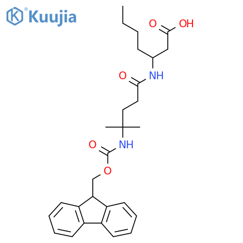 3-4-({(9H-fluoren-9-yl)methoxycarbonyl}amino)-4-methylpentanamidoheptanoic acid structure