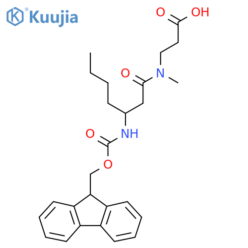 3-3-({(9H-fluoren-9-yl)methoxycarbonyl}amino)-N-methylheptanamidopropanoic acid structure
