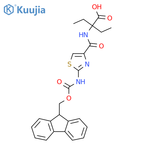 2-ethyl-2-{2-({(9H-fluoren-9-yl)methoxycarbonyl}amino)-1,3-thiazol-4-ylformamido}butanoic acid structure