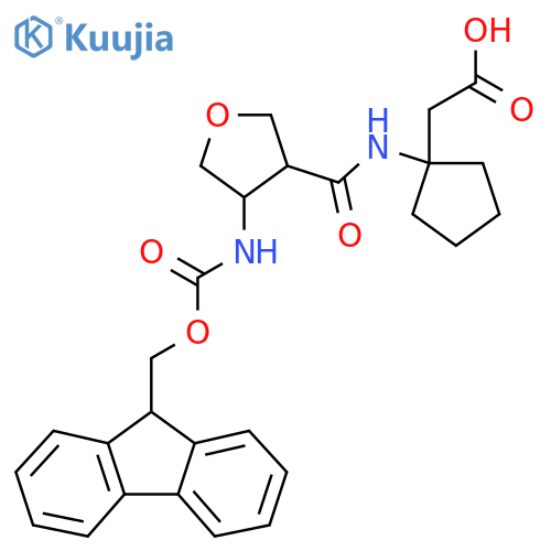 2-{1-4-({(9H-fluoren-9-yl)methoxycarbonyl}amino)oxolane-3-amidocyclopentyl}acetic acid structure