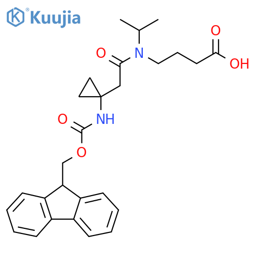 4-{2-1-({(9H-fluoren-9-yl)methoxycarbonyl}amino)cyclopropyl-N-(propan-2-yl)acetamido}butanoic acid structure
