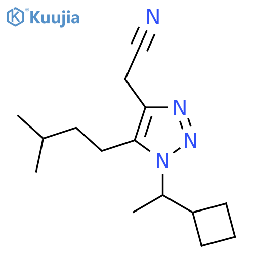 2-1-(1-cyclobutylethyl)-5-(3-methylbutyl)-1H-1,2,3-triazol-4-ylacetonitrile structure