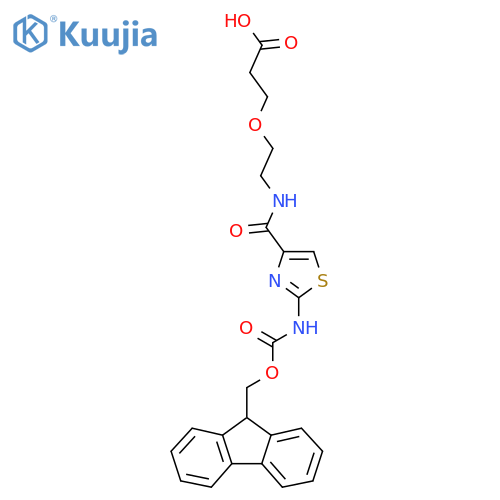 3-(2-{2-({(9H-fluoren-9-yl)methoxycarbonyl}amino)-1,3-thiazol-4-ylformamido}ethoxy)propanoic acid structure