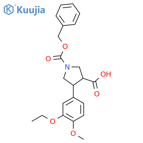 1-(benzyloxy)carbonyl-4-(3-ethoxy-4-methoxyphenyl)pyrrolidine-3-carboxylic acid structure