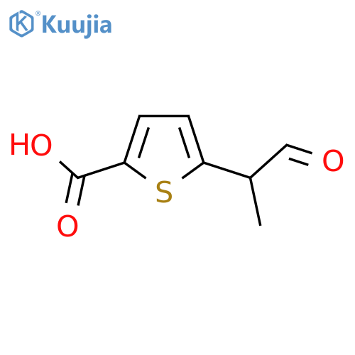 5-(1-oxopropan-2-yl)thiophene-2-carboxylic acid structure