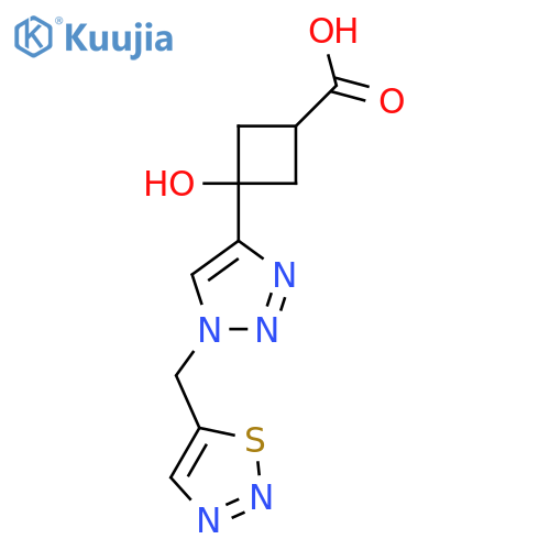 3-hydroxy-3-{1-(1,2,3-thiadiazol-5-yl)methyl-1H-1,2,3-triazol-4-yl}cyclobutane-1-carboxylic acid structure