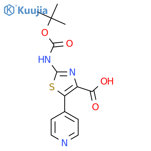 2-{(tert-butoxy)carbonylamino}-5-(pyridin-4-yl)-1,3-thiazole-4-carboxylic acid structure