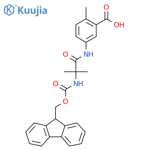 5-2-({(9H-fluoren-9-yl)methoxycarbonyl}amino)-2-methylpropanamido-2-methylbenzoic acid structure