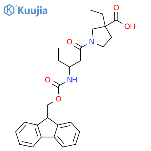3-ethyl-1-3-({(9H-fluoren-9-yl)methoxycarbonyl}amino)pentanoylpyrrolidine-3-carboxylic acid structure