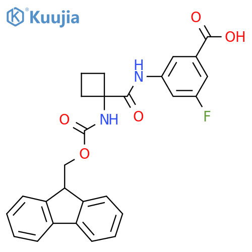 3-1-({(9H-fluoren-9-yl)methoxycarbonyl}amino)cyclobutaneamido-5-fluorobenzoic acid structure
