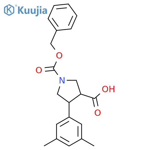 1-(benzyloxy)carbonyl-4-(3,5-dimethylphenyl)pyrrolidine-3-carboxylic acid structure