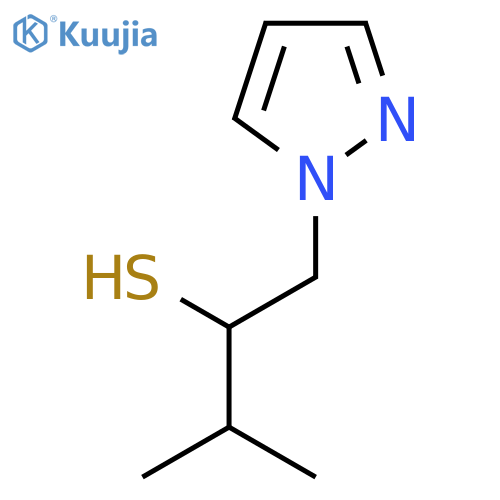 3-methyl-1-(1H-pyrazol-1-yl)butane-2-thiol structure
