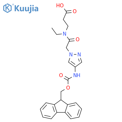 3-{N-ethyl-2-4-({(9H-fluoren-9-yl)methoxycarbonyl}amino)-1H-pyrazol-1-ylacetamido}propanoic acid structure