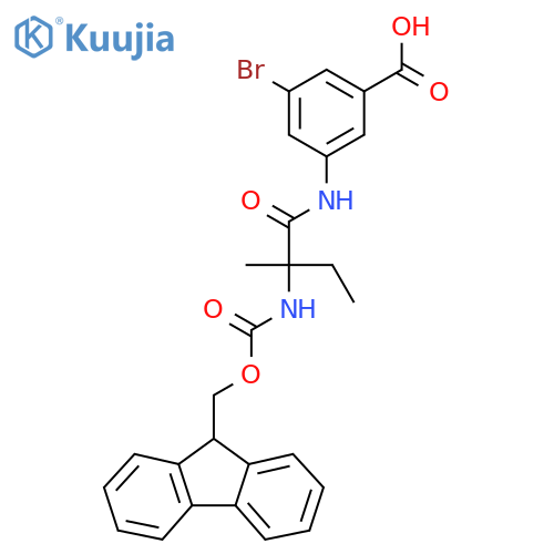 3-bromo-5-2-({(9H-fluoren-9-yl)methoxycarbonyl}amino)-2-methylbutanamidobenzoic acid structure