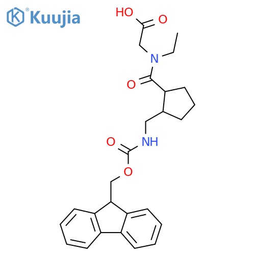 2-(N-ethyl-1-{2-({(9H-fluoren-9-yl)methoxycarbonyl}amino)methylcyclopentyl}formamido)acetic acid structure
