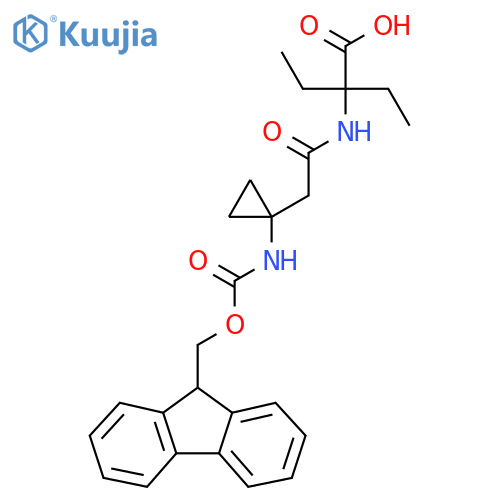 2-ethyl-2-{2-1-({(9H-fluoren-9-yl)methoxycarbonyl}amino)cyclopropylacetamido}butanoic acid structure