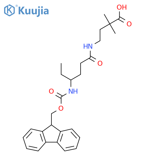 4-4-({(9H-fluoren-9-yl)methoxycarbonyl}amino)hexanamido-2,2-dimethylbutanoic acid structure