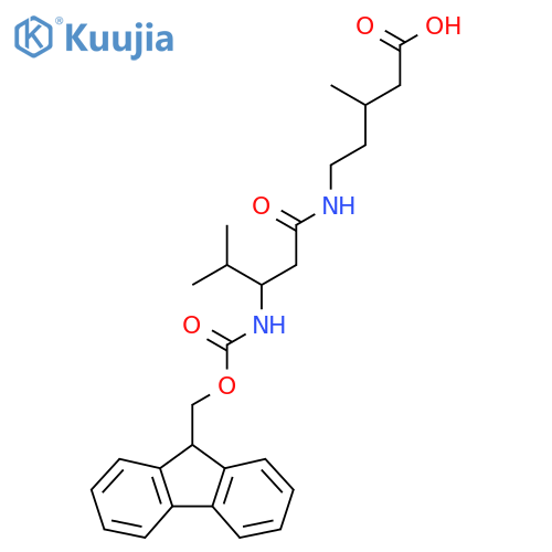 5-3-({(9H-fluoren-9-yl)methoxycarbonyl}amino)-4-methylpentanamido-3-methylpentanoic acid structure