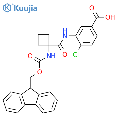 4-chloro-3-1-({(9H-fluoren-9-yl)methoxycarbonyl}amino)cyclobutaneamidobenzoic acid structure
