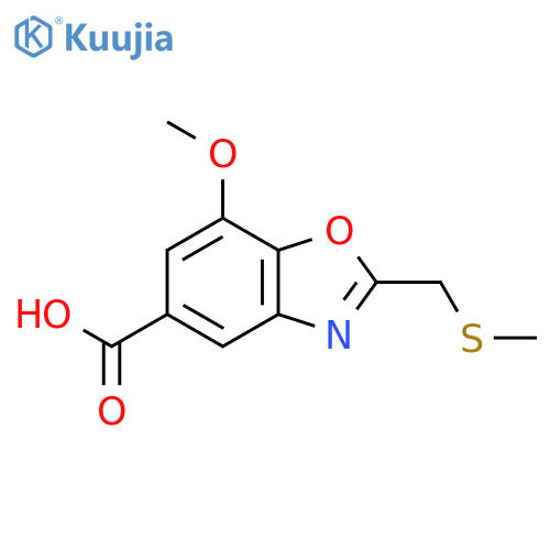 7-methoxy-2-(methylsulfanyl)methyl-1,3-benzoxazole-5-carboxylic acid structure