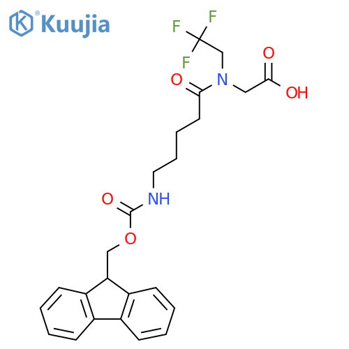 2-5-({(9H-fluoren-9-yl)methoxycarbonyl}amino)-N-(2,2,2-trifluoroethyl)pentanamidoacetic acid structure