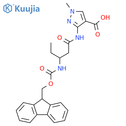 3-3-({(9H-fluoren-9-yl)methoxycarbonyl}amino)pentanamido-1-methyl-1H-pyrazole-4-carboxylic acid structure
