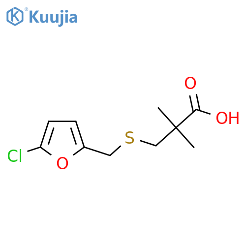 3-{(5-chlorofuran-2-yl)methylsulfanyl}-2,2-dimethylpropanoic acid structure
