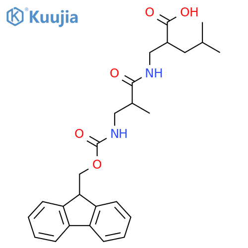 2-{3-({(9H-fluoren-9-yl)methoxycarbonyl}amino)-2-methylpropanamidomethyl}-4-methylpentanoic acid structure