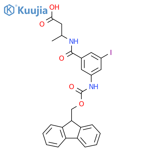 3-{3-({(9H-fluoren-9-yl)methoxycarbonyl}amino)-5-iodophenylformamido}butanoic acid structure