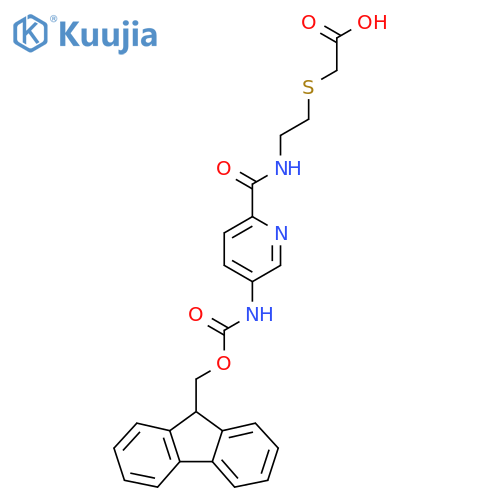 2-(2-{5-({(9H-fluoren-9-yl)methoxycarbonyl}amino)pyridin-2-ylformamido}ethyl)sulfanylacetic acid structure