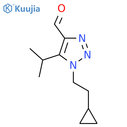 1-(2-cyclopropylethyl)-5-(propan-2-yl)-1H-1,2,3-triazole-4-carbaldehyde structure