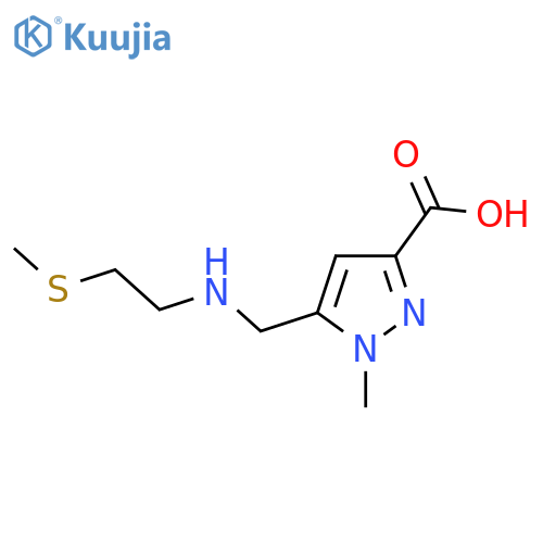 1-methyl-5-({2-(methylsulfanyl)ethylamino}methyl)-1H-pyrazole-3-carboxylic acid structure