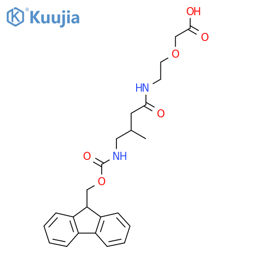 2-{2-4-({(9H-fluoren-9-yl)methoxycarbonyl}amino)-3-methylbutanamidoethoxy}acetic acid structure