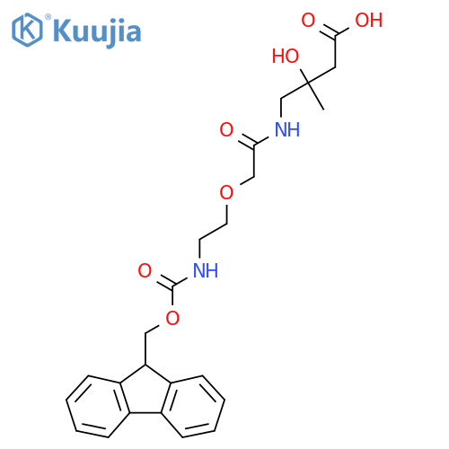 4-{2-2-({(9H-fluoren-9-yl)methoxycarbonyl}amino)ethoxyacetamido}-3-hydroxy-3-methylbutanoic acid structure