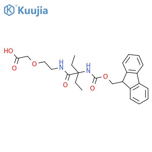 2-{2-2-ethyl-2-({(9H-fluoren-9-yl)methoxycarbonyl}amino)butanamidoethoxy}acetic acid structure