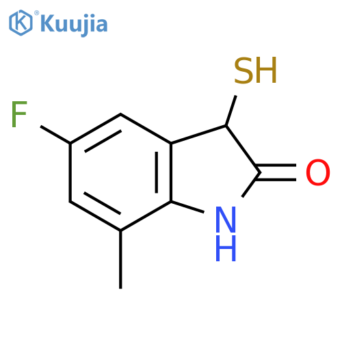 5-fluoro-7-methyl-3-sulfanyl-2,3-dihydro-1H-indol-2-one structure