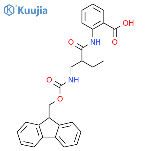 2-{2-({(9H-fluoren-9-yl)methoxycarbonyl}amino)methylbutanamido}benzoic acid structure