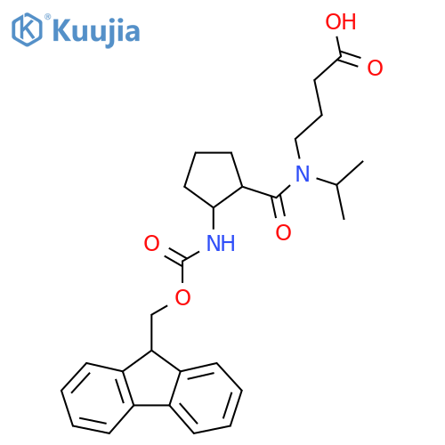 4-{1-2-({(9H-fluoren-9-yl)methoxycarbonyl}amino)cyclopentyl-N-(propan-2-yl)formamido}butanoic acid structure