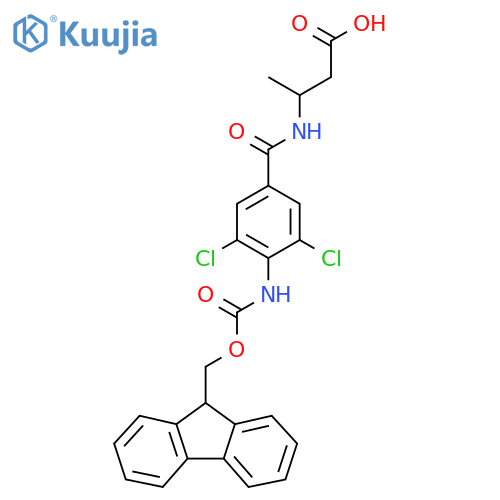 3-{3,5-dichloro-4-({(9H-fluoren-9-yl)methoxycarbonyl}amino)phenylformamido}butanoic acid structure