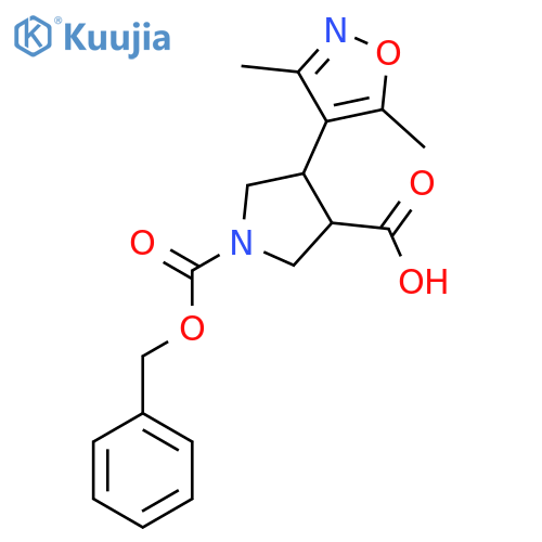 1-(benzyloxy)carbonyl-4-(dimethyl-1,2-oxazol-4-yl)pyrrolidine-3-carboxylic acid structure