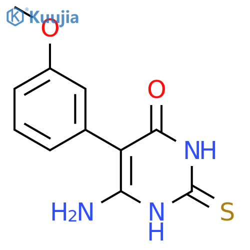 6-amino-5-(3-methoxyphenyl)-2-sulfanyl-3,4-dihydropyrimidin-4-one structure