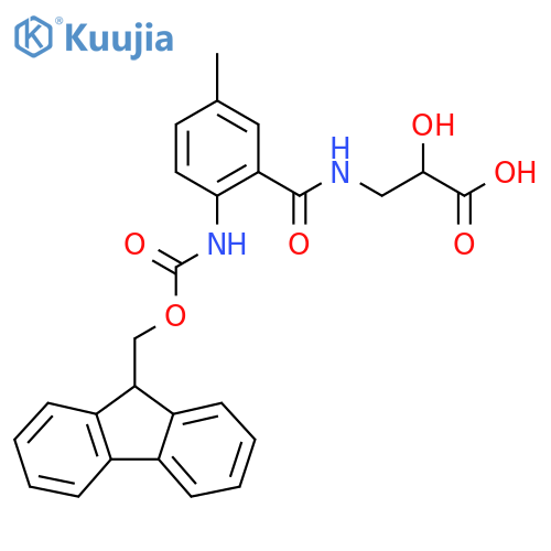 3-{2-({(9H-fluoren-9-yl)methoxycarbonyl}amino)-5-methylphenylformamido}-2-hydroxypropanoic acid structure