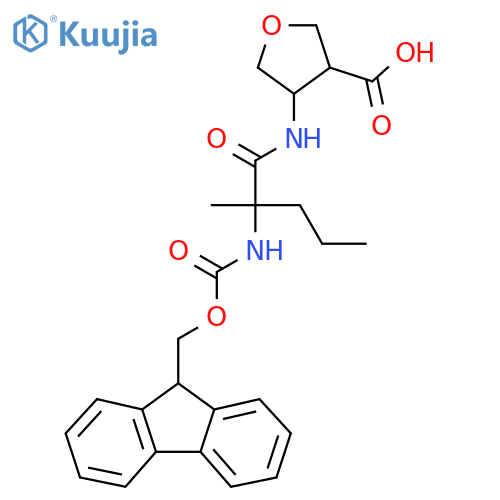 4-2-({(9H-fluoren-9-yl)methoxycarbonyl}amino)-2-methylpentanamidooxolane-3-carboxylic acid structure
