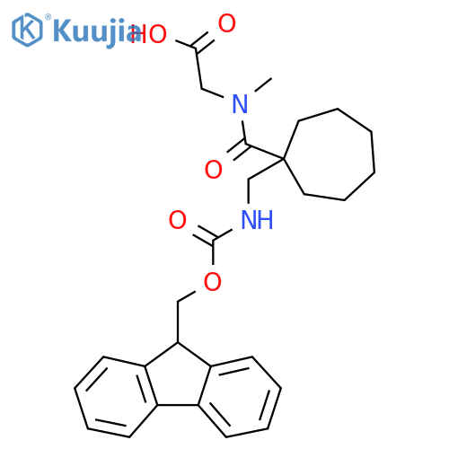 2-(1-{1-({(9H-fluoren-9-yl)methoxycarbonyl}amino)methylcycloheptyl}-N-methylformamido)acetic acid structure